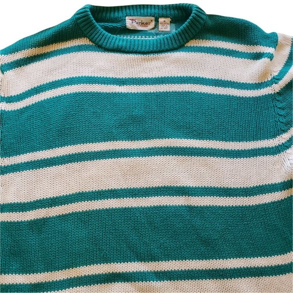 Vintage 1990's Sweater Striped Parker Vienna 100% Cotton Size M - Picture 6 of 10